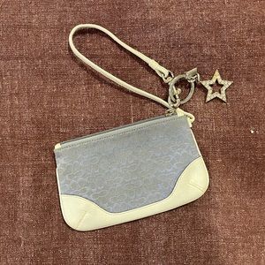 Coach Canvas and Leather Wristlet with Keychain